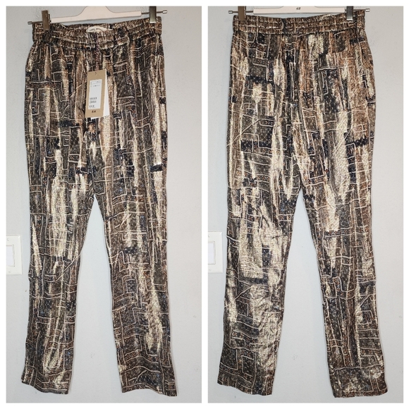 NWT Isabel Marant × H&M Silk Metallic pullon pants size 6 pockets - Picture 6 of 17